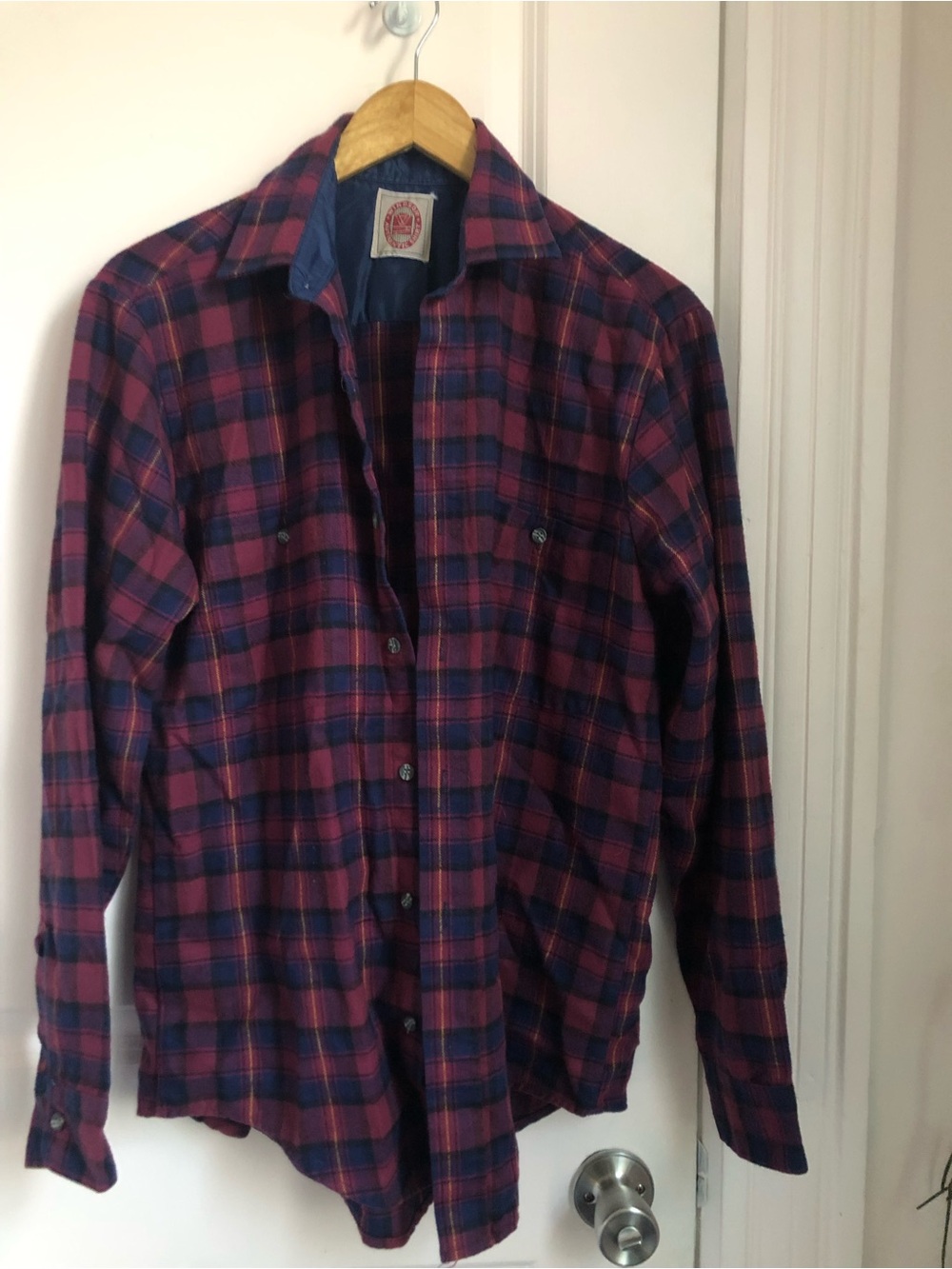 Burgundy and Blue Vintage 80s Flannel